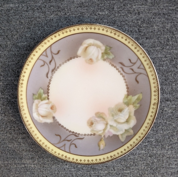 Antique Hanusch and Bernhart Porcelain Dessert/Side Plate, White Roses, Set of 4 - Picture 2 of 9